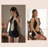 Miss Wives Hot Deep V Chain Tight Bodysuit with Hip-Hugging Sleep Dress for Women